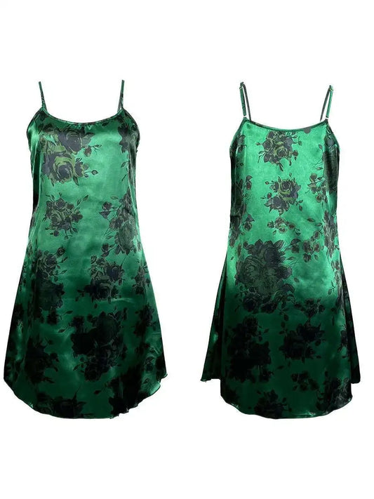 Floral Printed Dress Pure Sensuality Dress Backless Deep V Suspenders Sleeveless Dress Elegant Charming Pure Desire Casual M41Z