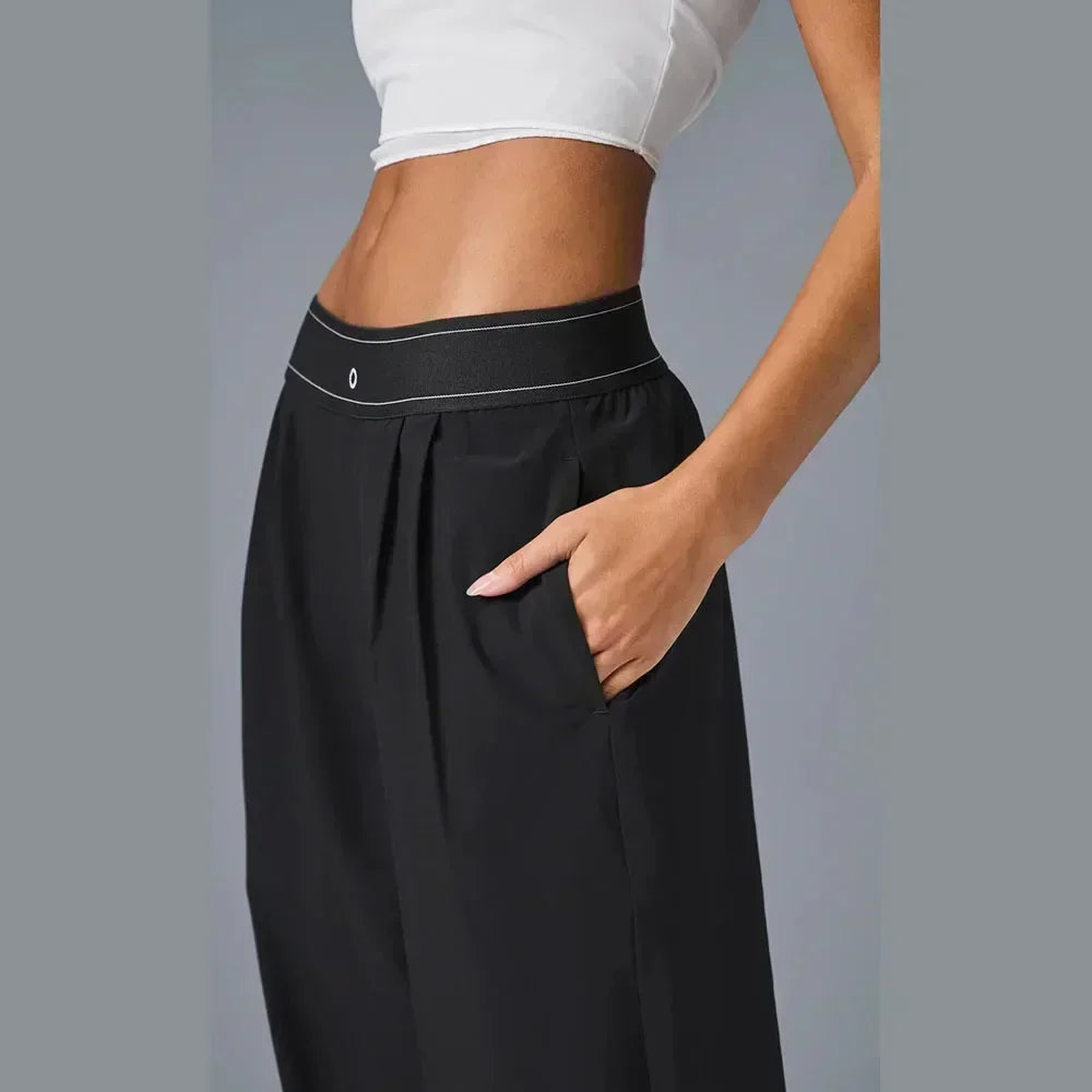 AL Navy Blue Sweatpants Women Elastic Waist Loose Sports Fitness Casual Pants for Women Breathable Quick Drying Black Yoga Pants